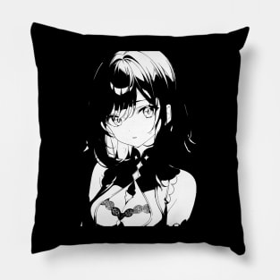 Manga style girl portrait Pillow