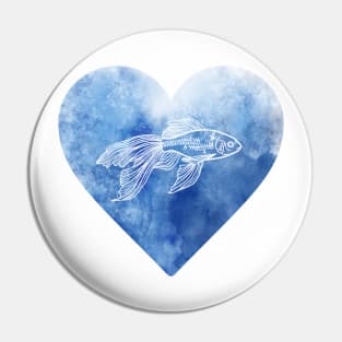 Fish in blue heart Pin