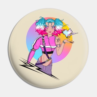 Techno Cyberpunk Girl Pin