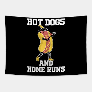 Hot Dogs And Home Runs Funny Hot Dog Gift Tapestry