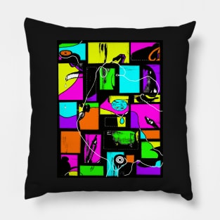 Granny s Things Coloured With White Threads Abstracted Pillow