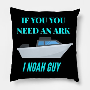 Funny Fishing Noah Ark Boat Christian Pun Joke Pillow