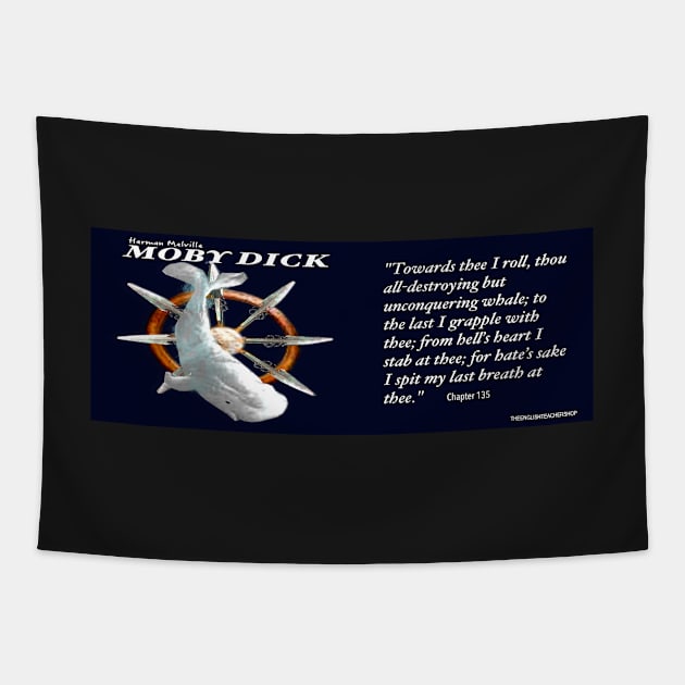 Moby Dick Image and Quote Tapestry by KayeDreamsART