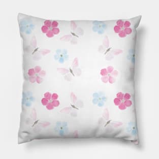 Butterflies and flowers in pastel Pillow