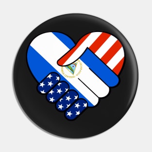 Nicaragua Flag Spanish Teacher Hispanic Latino Flag USA Flag Handshake Pin