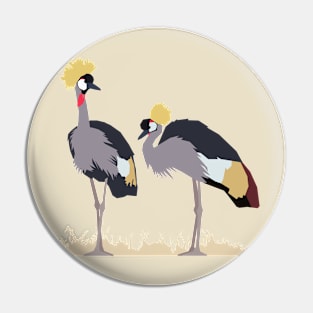 Grey Crowned Cranes Pin