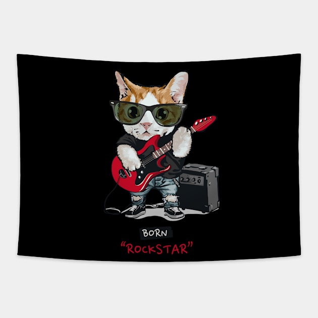 This Cat Is A Rock Star Tapestry by Katheryn's Studio