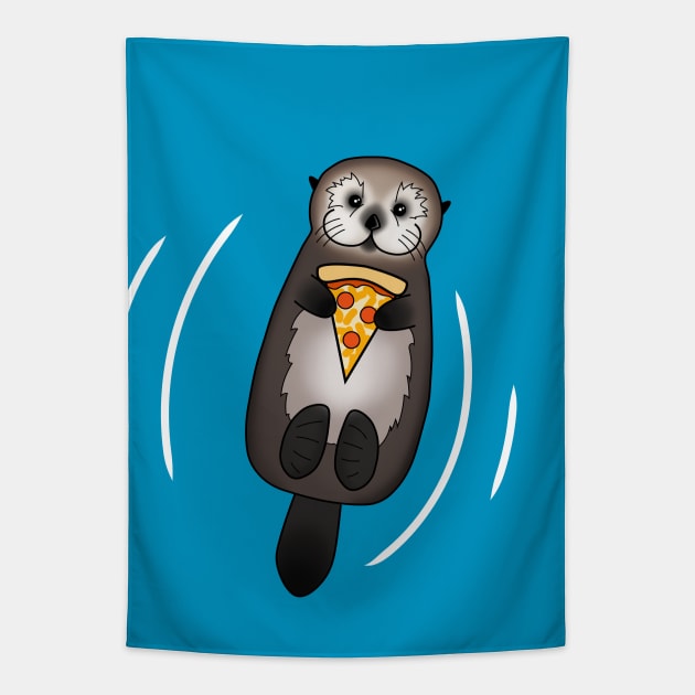 Otter with Pizza Tapestry by prettyinink