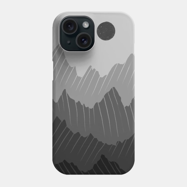 Monochromatic Grey Mountain Range in a Circle Phone Case by narwhalwall
