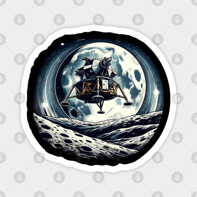 Lunar Landing Legacy - Apollo Module on the Moon Magnet by Graphic Wonders Emporium