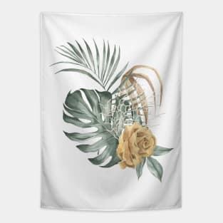 Watercolor Flowery Illustration Composition Tapestry