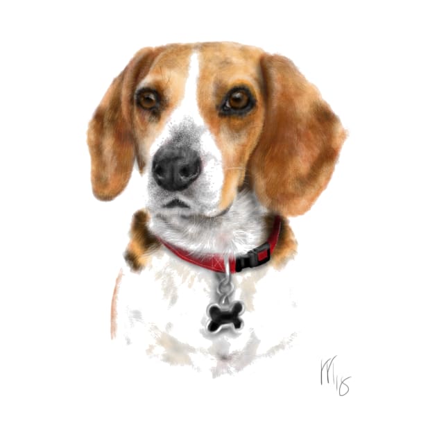 Beagle Pooch With a Red Collar by LITDigitalArt