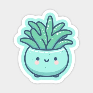 Cute Kawaii Cactus Succulent in a Pot | Kawaii Illustration | Kawaii Style Cute House Plant Magnet