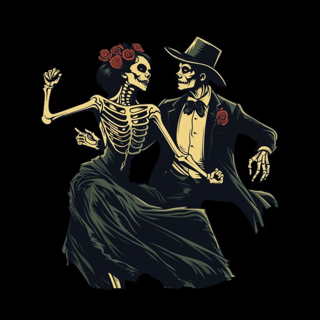 Elegant Skeletons Dancing Modern Style Danse Macabre by Piggy Boxer
