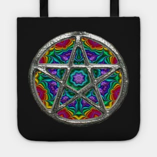 Colorful Fractal Pentagram Pentacle Wicca Tote