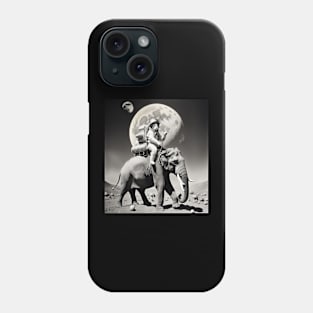 Astronaut cat riding elephant on moon Phone Case