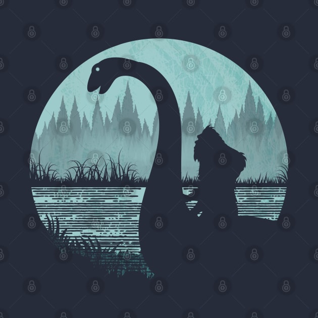 BIgfoot Riding Loch Ness Monster by Tesszero