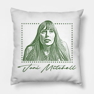 Joni Mitchell / Retro 70s Style Fan Art Design Pillow