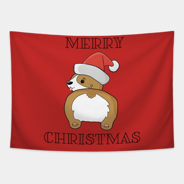 Merry Christmas Corgi Tapestry by MasterConix