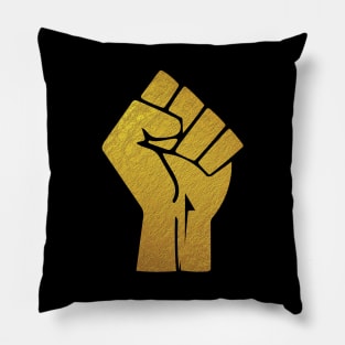 Black Lives Matter Fist Gold Pillow