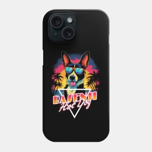 Retro Wave Happy Basenji Hot Dog Shirt Phone Case