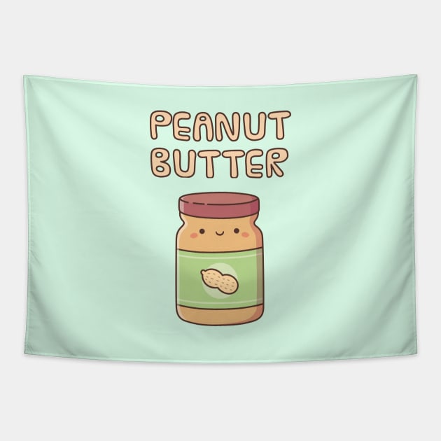 Cute Peanut Butter Jar Doodle Tapestry by rustydoodle