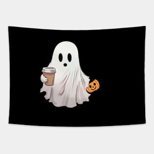 Ghost Coffee Halloween Funny Shirt Boo Tapestry