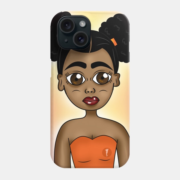 cute black girl art Phone Case by Spinkly Creations 