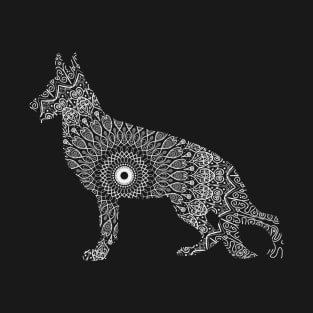 White German Shepherd Mandala T-Shirt