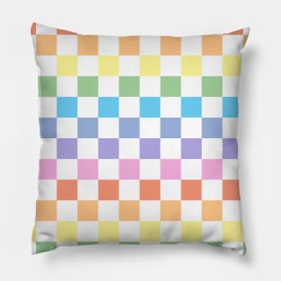 Bright pastel rainbow checkerboard Pillow