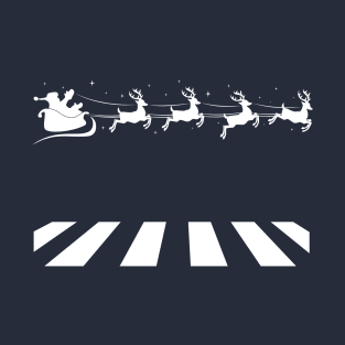 Santa in his sleigh Abbey Road Parody T-Shirt