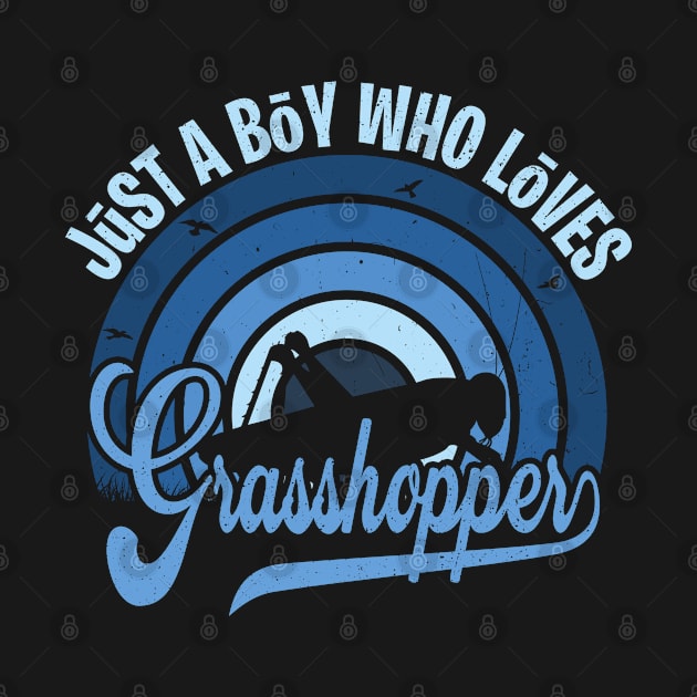 Funy Quote Just A Boy Who Loves grasshoppers Blue 80s Retro Vintage Sunset Gift IdeA for boys by Lyume