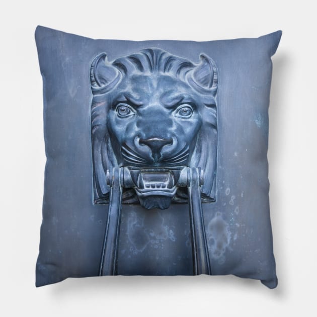 Lion Head Door Knocker Pillow by ernstc