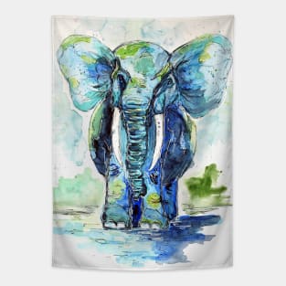 Chubby Blue Elephant Tapestry