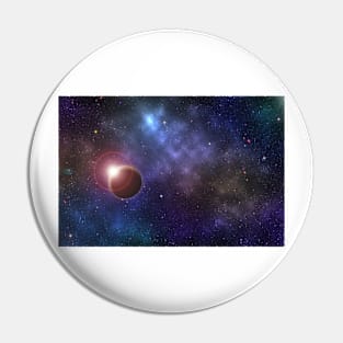 Mystery planet against colorful nebula cosmos sky Pin