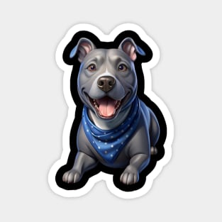 Cute Realistic Pitbull with Blue Bandana – Dog Lover Gift & Pet Art Design Magnet