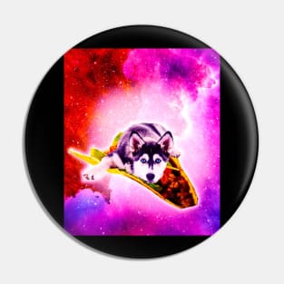 Outer Space Galaxy Dog Riding Taco Pin