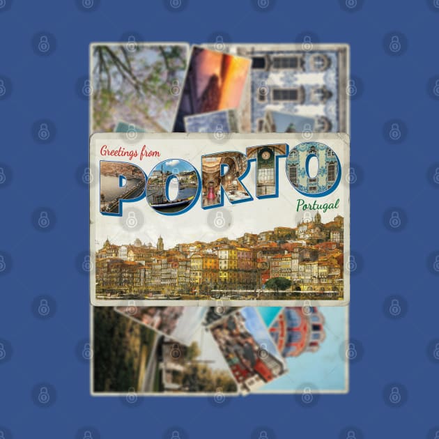 Greetings from Porto in Portugal vintage style retro souvenir by DesignerPropo