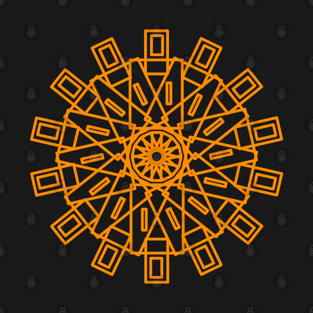 Circular geometric rosette style pattern in orange by FariDesigns 