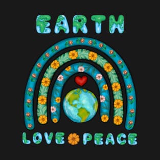 Earth Love Peace Retro Art 1 T-Shirt