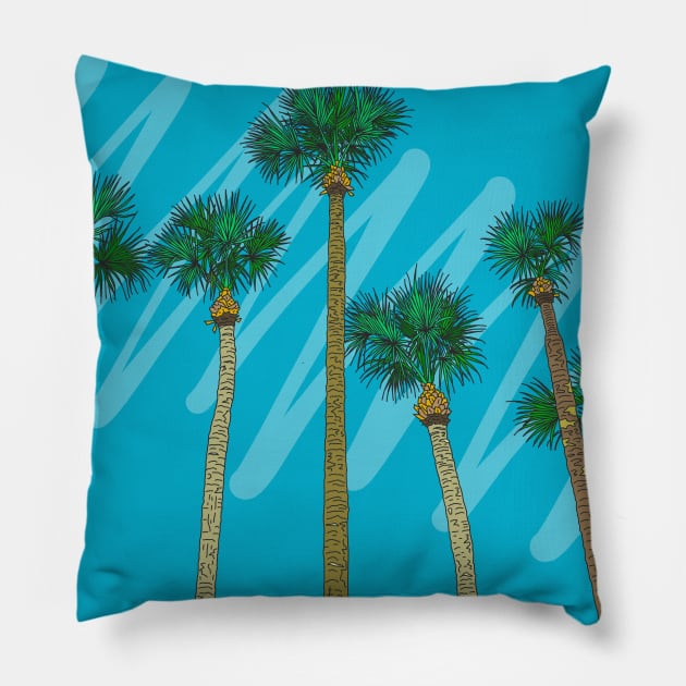 Florida Palm Trees Pillow by lamaisondulapino