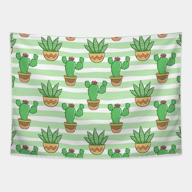 Plant succulent flower cactiCactus Pattern Tapestry by jodotodesign