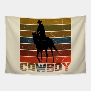 black sillhouete cowboy vintage Tapestry