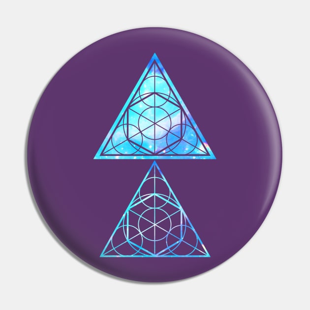 Blue Triangles - Sacred Geometry Pin by robotface