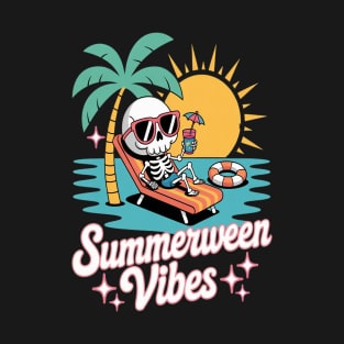 Summerween Vibes Skeleton Summer Vacation Beach T-Shirt