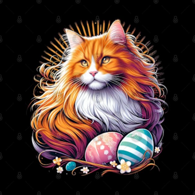 Magnificent Ginger Easter Vintage Retro Anime Cat by Malus Cattus