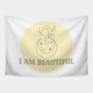 Affirmation Collection - I Am Beautiful (Yellow) Tapestry