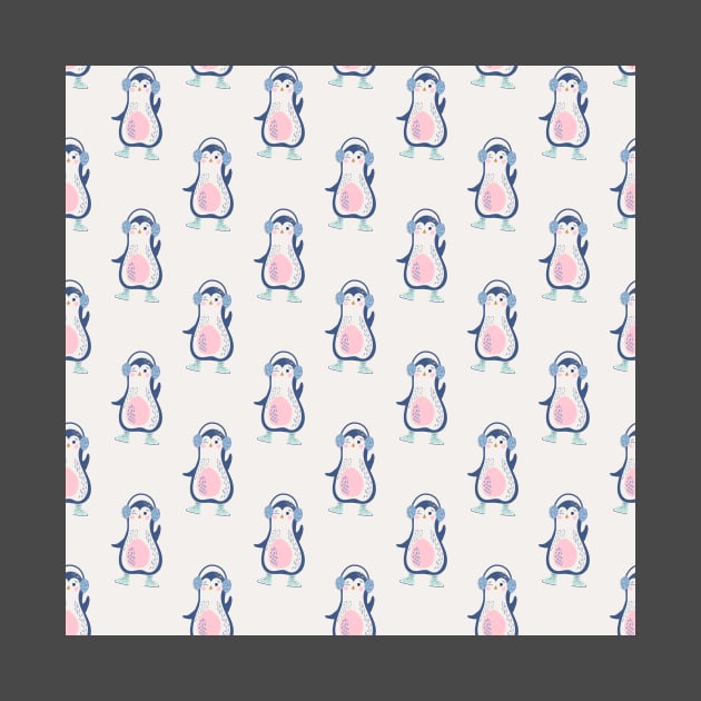 Christmas pattern with cute cartoon penguins by DanielK