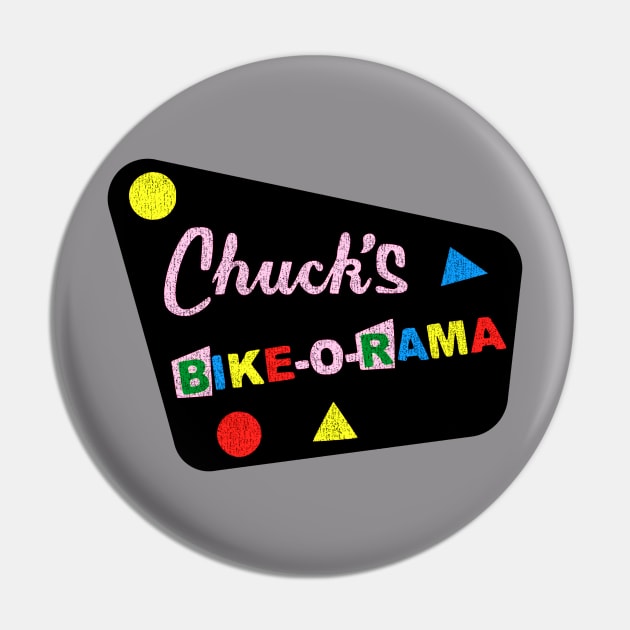 Chuck's Bike-O-Rama, Vintage Pin by Triggers Syndicate