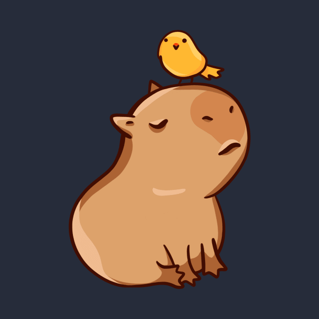 Capybara with a bird by manydoodles